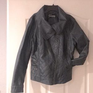 Guess Dark Green Zipper Vegan Leather jacket